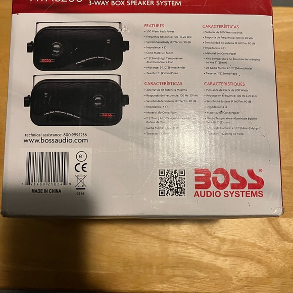 AVA6200 3 Way Box Speaker Systems Car Audio Speakers 200 Watts by Boss - Picture 7 of 8